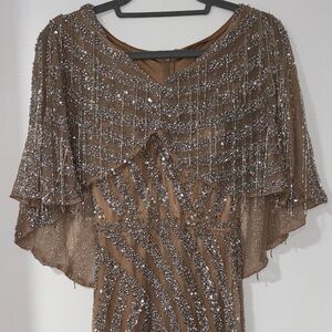 Primavera Couture Bronze Sequin Asymmetrical Dress